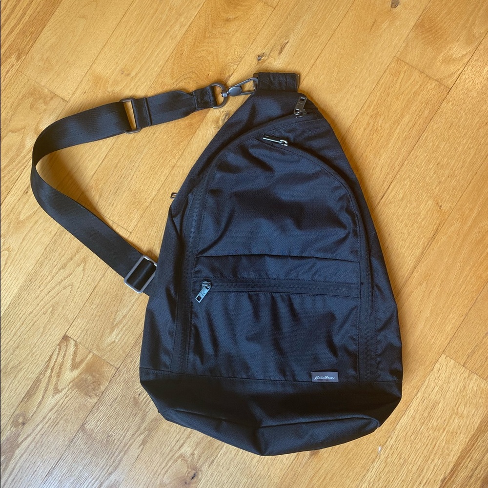 Black sling backpack purse